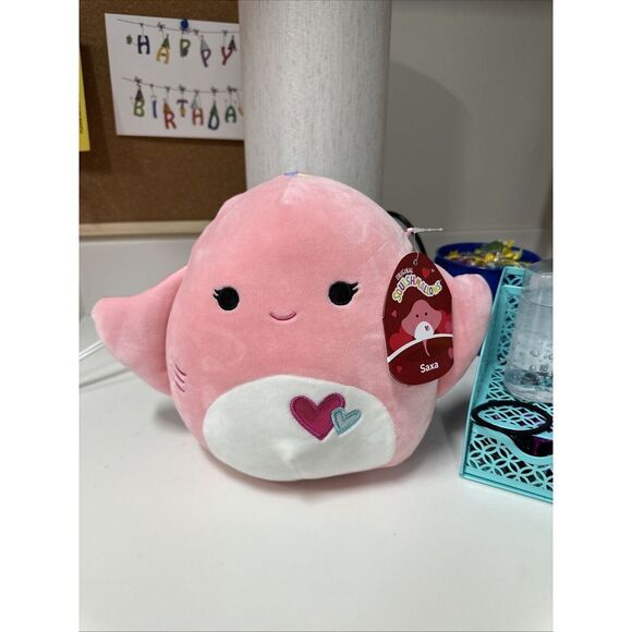 Saxa The Pink Stingray‎ 12" Polk Dot Squishmallow Soft Valentines Plush - Picture 1 of 2